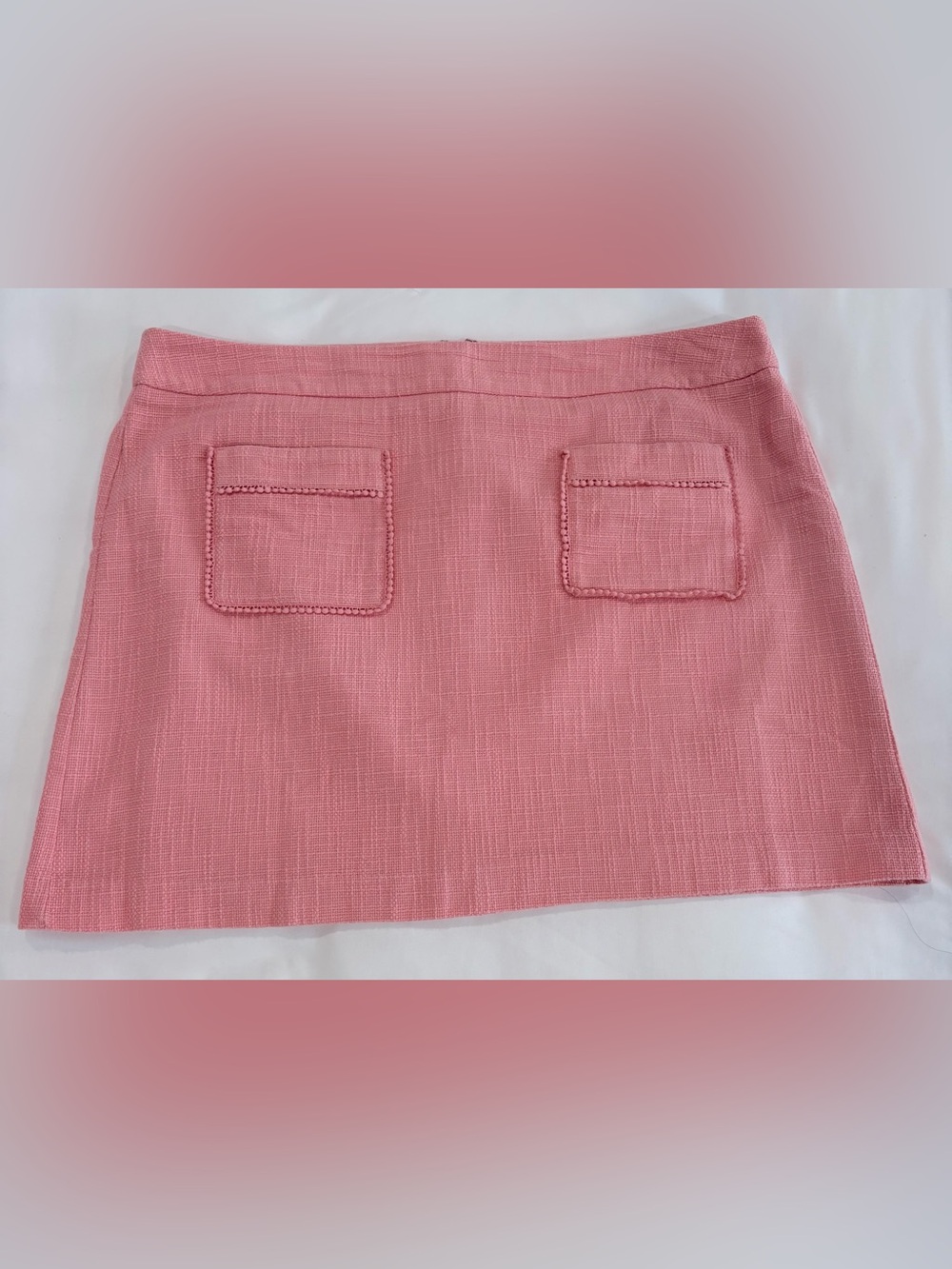 LOFT Plus Pink Tweed Mini Skirt with Pocket Detail Size 18